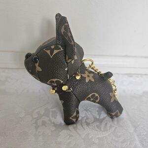 Brown Monogram Bulldog Keychain